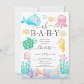 Invitation Oh Bébé Sous Le Baby shower De Mer (Devant)