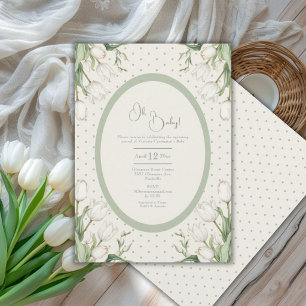 Invitation Oh Bébé Tulipes Blanches Baby Shower Vintage