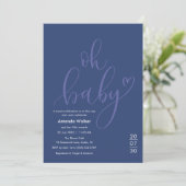 Invitation Oh Bébé ! Typographie minimale Fête bébé bleu (Debout devant)