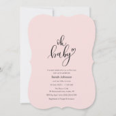 Invitation Oh Bébé ! Typographie minimale Fête bébé rose (Devant)
