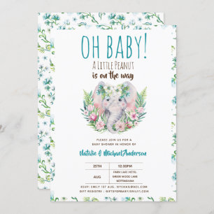 Invitation Oh Bébé Un Petit Baby shower Eléphant Boho Arachid