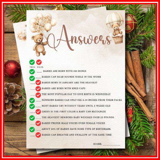 Invitation OH BÉBÉ VRAI OU FAUX Baby shower JEU MON OUR