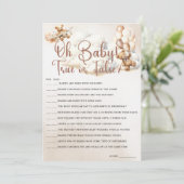 Invitation OH BÉBÉ VRAI OU FAUX Baby shower JEU MON OUR (Debout devant)