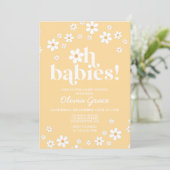 Invitation Oh Bébés ! Fête de naissance jaune daisy (Debout devant)