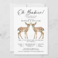 Oh Bébés Jumeaux Aquarelle Cerfs Baby Shower