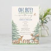 Invitation Oh Boy A Little Wild One Forest Animal Baby Shower (Debout devant)