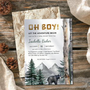 Invitation Oh Boy Adventure Begin Baby shower de l'ours des