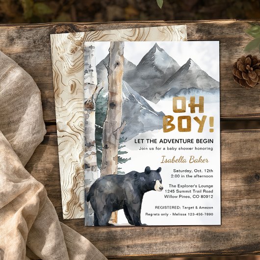 Invitation Oh Boy Adventure Begin | Baby shower Ours & Birch