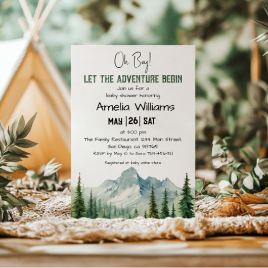 Invitation Oh Boy Adventure Mountain Baby shower