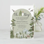 Invitation Oh Boy Adventure Pine Forest Baby shower de Noël (Debout devant)