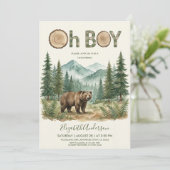 Invitation Oh Boy Adventure Woodland Bear Baby Shower (Debout devant)