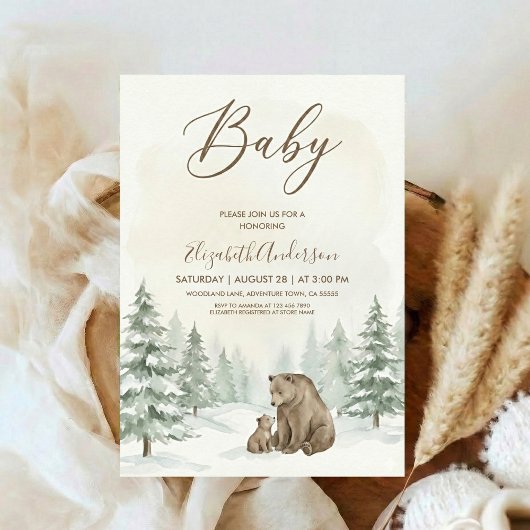 Invitation Oh Boy Adventure Woodland Bear Baby Shower