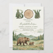 Invitation Oh Boy Adventure Woodland Bear Baby Shower (Devant)