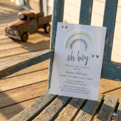 Invitation Oh Boy Baby Shower Bleu Boho Arc-en-Ciel