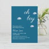 Invitation Oh Boy Baby shower - Design Cloud mignon (Debout devant)