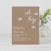 Invitation Oh Boy Baby shower - Design Cloud mignon (Debout devant)