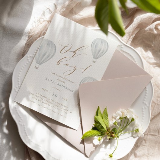 Invitation Oh Boy - Baby shower garçon Hot Air Balloon