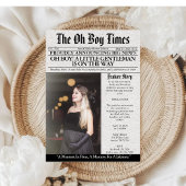Invitation Oh Boy Baby Shower Newspaper Unique Fun Photo