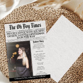 Invitation Oh Boy Baby Shower Newspaper Unique Fun Photo