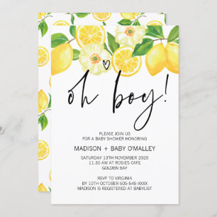 Invitation Oh Boy Baby shower Party Summer Lemon