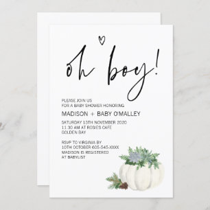 Invitation Oh Boy Baby shower Party Thanksgiving Fall