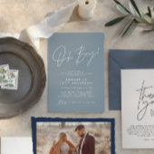 Invitation oh Boy baby shower script moderne bébé bleu élégan