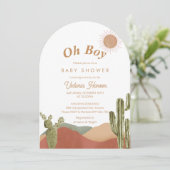 Invitation Oh Boy Baby shower Sud-Ouest du désert de Boho (Debout devant)