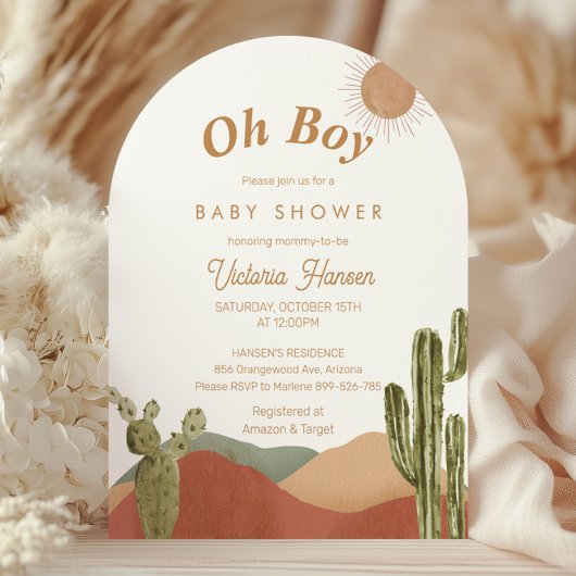 Invitation Oh Boy Baby shower Sud-Ouest du désert de Boho