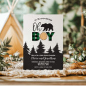 Invitation Oh Boy Bear Buffalo Plaid Baby shower