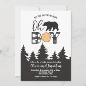 Invitation Oh Boy Bear Buffalo Plaid Baby shower (Devant)
