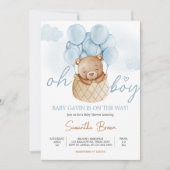 Invitation Oh Boy Bear Hot Air Baby shower de ballon (Devant)