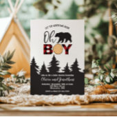 Invitation Oh Boy Bear Red Buffalo Plaid Baby shower