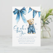 Invitation Oh Boy | Bébé Jean Bleu Shower Bébé (Debout devant)