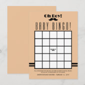 Invitation Oh Boy Black Mustache Baby shower Bingo (Devant / Derrière)
