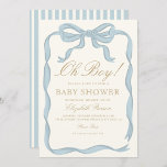 Invitation Oh boy Bleu Ruban Cute Baby shower élégant<br><div class="desc">Oh boy Bleu Ruban Cute Baby shower élégant</div>