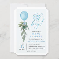 Oh Boy Blue Balloon Baby shower de verdure