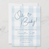 Invitation Oh Boy Blue En vichy Baby shower (Devant)