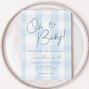 Invitation Oh Boy Blue En vichy Baby shower