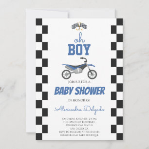 Invitation Oh Boy Blue Fête de Naissance Motocross
