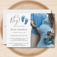 Oh Boy Blue Glitter Feet Photo Baby Shower
