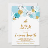 Invitation Oh Boy Blue Gold Parties scintillant Baby shower I (Devant)
