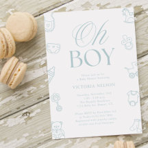 Oh Boy Blue Hand Drawn Baby Shower