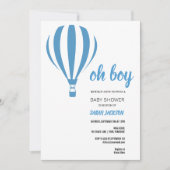 Invitation Oh Boy Blue Hot Air Baby shower (Devant)