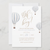 Invitation Oh Boy Blue Hot Air Baby shower (Devant)