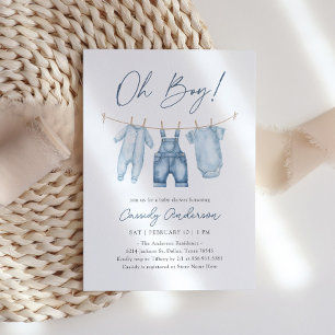 Invitation Oh Boy Blue Jean Denim Baby shower