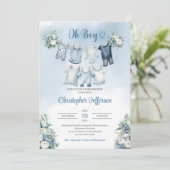 Invitation Oh Boy Boho Baby Vêtements Baby shower de ligne (Debout devant)