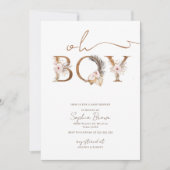 Invitation Oh Boy Boho Fleurs tropicales Baby shower garçon (Devant)