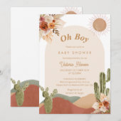 Invitation Oh Boy Cactus Baby shower du désert Sud-Ouest (Devant / Derrière)
