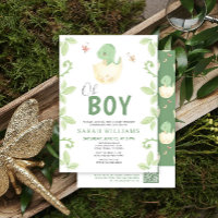 Oh Boy Code QR Dinosaure Vert Mignon Baby Shower