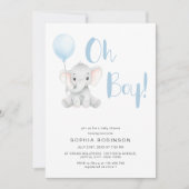 Invitation Oh Boy Cute Elephant Pastel Baby shower (Devant)